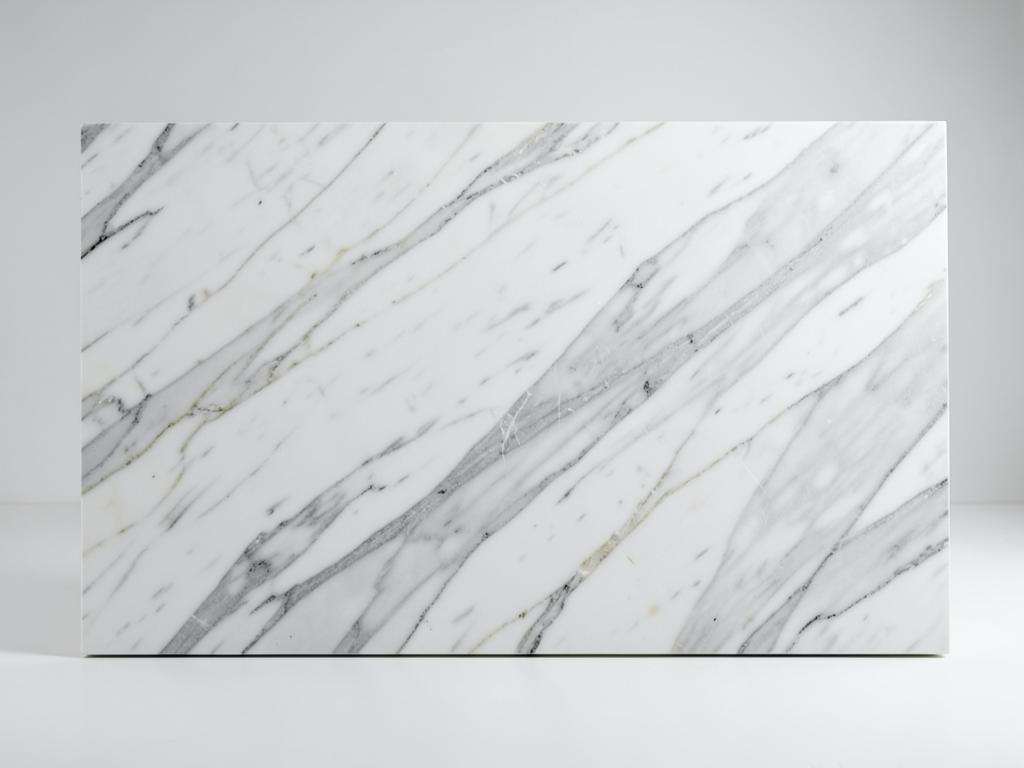 Carrara marble countertop material with white surface and soft gray veining