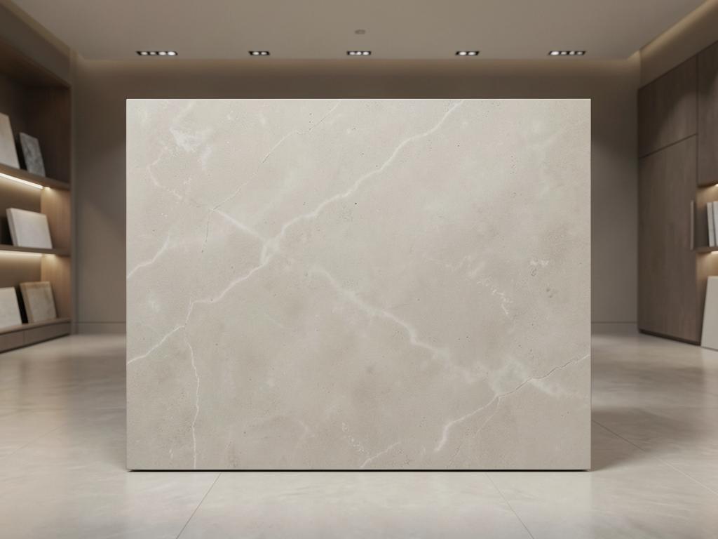 Neutral Dekton countertop material with a warm greige ultra-compact surface