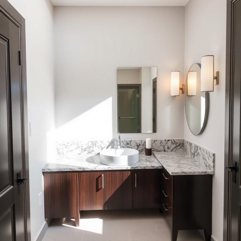 Granite bathroom vanity with undermount sink in a modern El Paso home