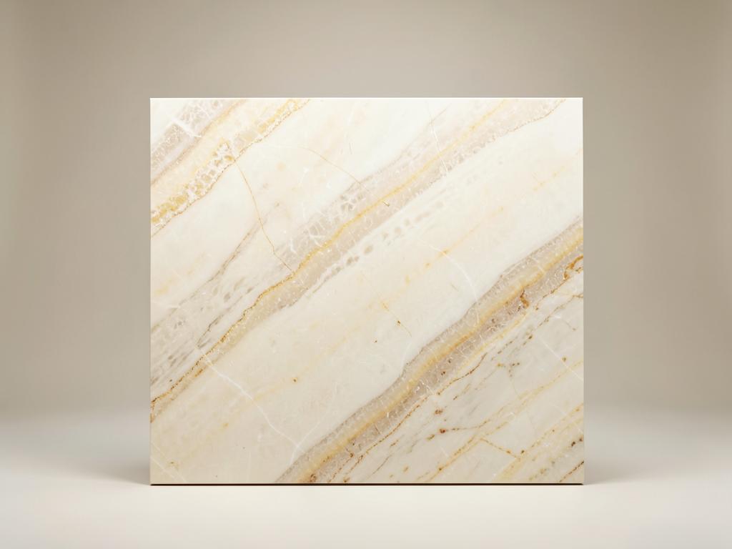 Taj Mahal quartzite countertop material with cream and warm gold veining